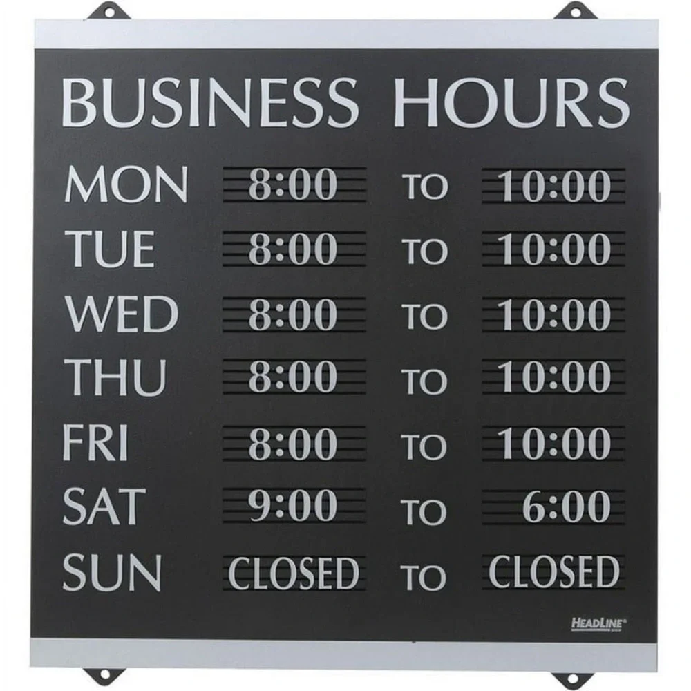 Black Business Hours Sign